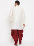 Vastramay Men's Plus Size Cream Silk Blend Curved Kurta Dhoti Set
